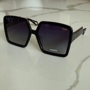 Quay Australia Black Square Sunglasses with Gradient Lenses